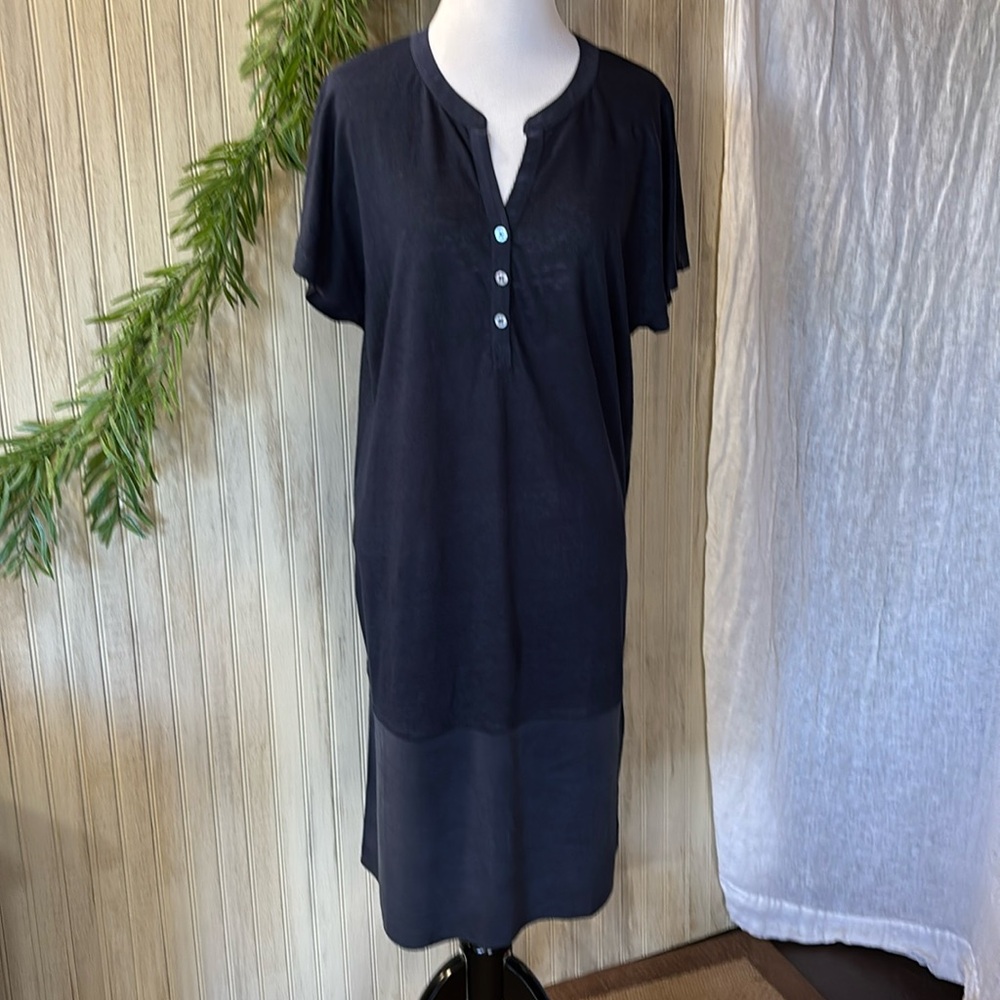 Poetry Linen & Silk Navy Blue Straight Shift Dress, Size US 10, EU 14, NWOT